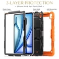 thumbnail image 4 of Rugged Case For iPad Pro 12.9 2021 – 3-Layer Protection Shockproof Stand Cover with Screen Protector, Adjustable Stand, Shoulder Strap, & Pencil Holder -- Orange, 4 of 10