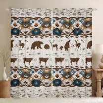 Homewish Vintage Boho Tribal Curtains Pack of 2 (42x84 Each),Rustic Farmhouse Cabin Curtains Blackout,Wild Bear Deer Bedroom Curtains For Boy Kids,Super Cozy Room Decor