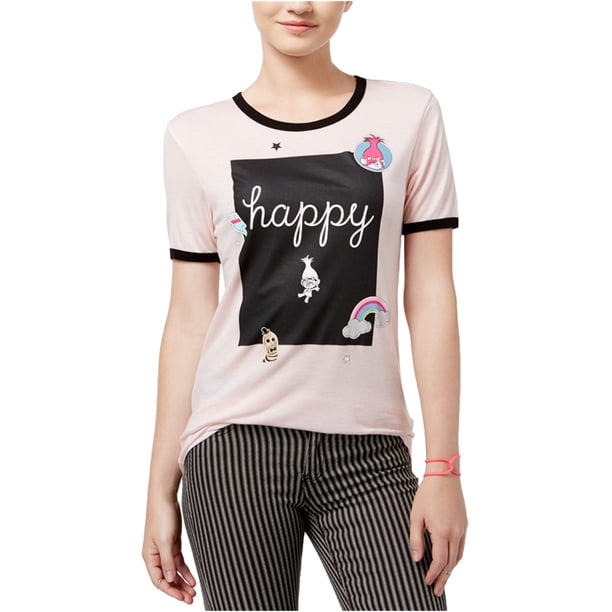 Camiseta gráfica Dreamworks Trolls Happy para mujer rosa extragrande