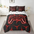 thumbnail image 2 of Castle Fairy Teens Red Hexagon Gamepads Twin Bedding Sets,Video Game Bedding Comforter Set, 2 of 8