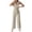 Khaki—Lapel, variant on Summer 2 Piece Sets For Women Dressy V-Neck Waistcoat Pants Wide-Leg Pants Solid Color Casual Vacation Outfits — Sky Blue—Lapel∣2XL