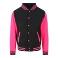 thumbnail image 1 of Awdis - Chaqueta estilo universitario de uso unisex (Negro Intenso/Rosa Fuerte), 1 of 1
