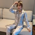 thumbnail image 4 of pijamas primavera y otoño seda delgada de las mujeres de hielo de seda casual de verano de los hombres sueltos ajuste al por mayor ropa de hogarpangjing, 4 of 4