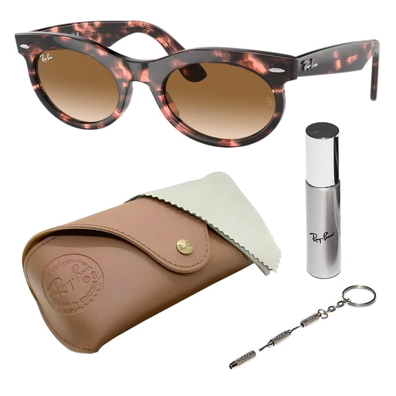 Ray-Ban RB2242 WAYFARER OVAL Oval Shaped Non-Polarized Sunglasses for Men & Women - Includes Official RAYBAN Eyewear Kit - Ideal Formal & Casual Wear Sunglasses - Clear & Brown Lens