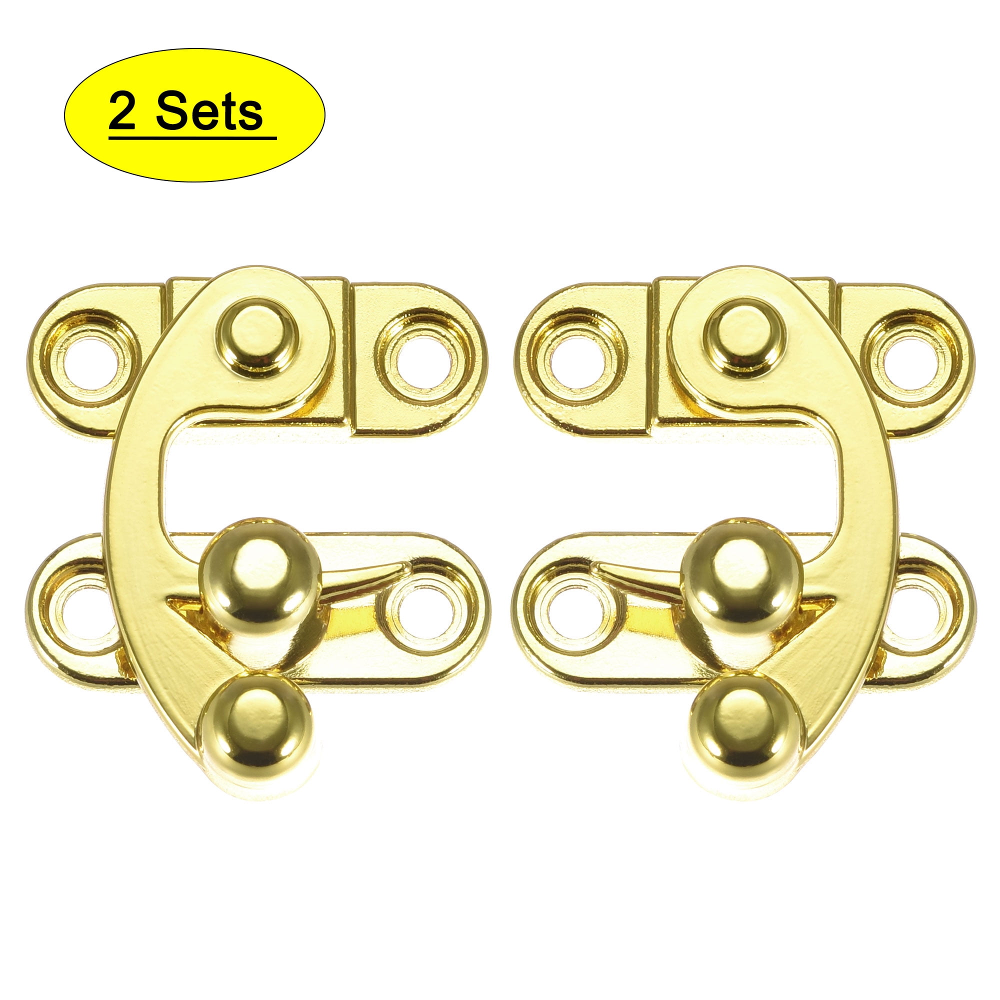 Decorative Antique Right and Left Latch Hook Hasp Swing Arm Latch Gold