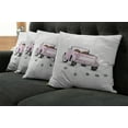 thumbnail image 5 of Ambesonne Love Throw Pillow Cover 4 Pack, Just Married Cartoon Car, 18", Pink White, 5 of 5