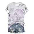 thumbnail image 4 of Sexlip Womens Swimsuit Set Faded Abstract Print Cover Up Design Crew Neck Short Sleeve Casual Silhouette Sun Protection Fabric for Beach Wear White XXXXL, 4 of 6