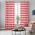 thumbnail image 5 of Red White Plaid Kitchen Curtains 96 Inch Length, Modern Farmhouse Buffalo Check Gingham Grommet Top Bedroom Living Room Curtains, Light Filtering Cafe Curtain Drapes 2 Panels Set 104''x96'', 5 of 9