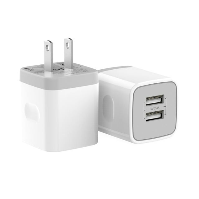 USB Wall Charger Block 2Pack Dual Port Cube Plug Power Charging Adapter