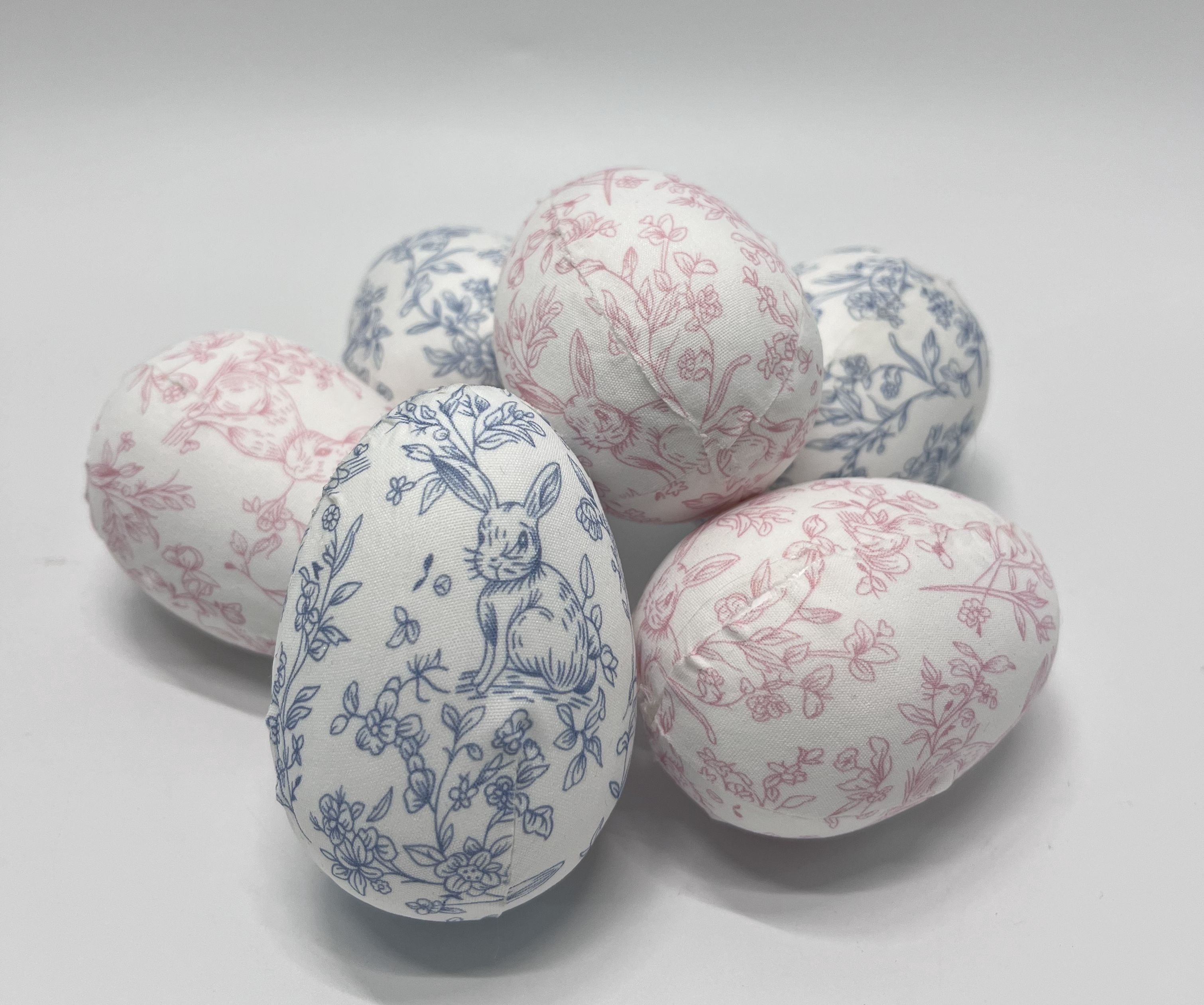 Fabric Floral Easter Egg Decorations, Pink and Blue, 6 Count, by My Texas House