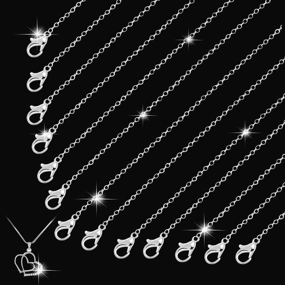 30 Pack Necklace Chain With Lobster Clasps, Silver Plated Copper Chain Charms, Cross Snake Chains Diy Chain For Jewellery Making, Pendants (18 Inches)