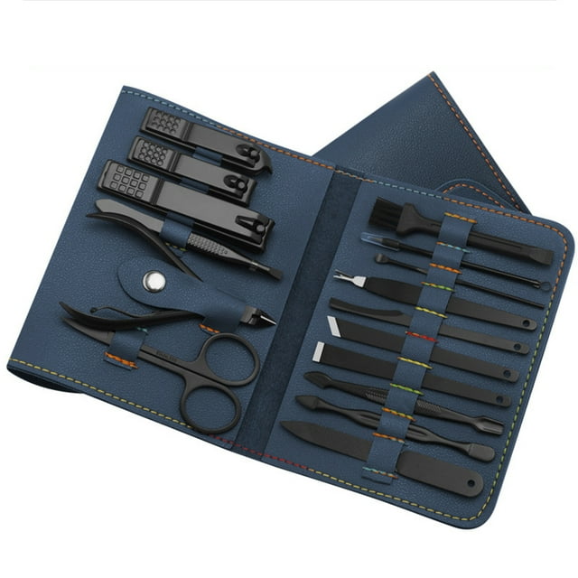 16pcs/set Nail Cutter Trimmer Ear Pick Grooming Kit Manicure Set Pedicure Toe Nail Art Tools Set Kits with Bag