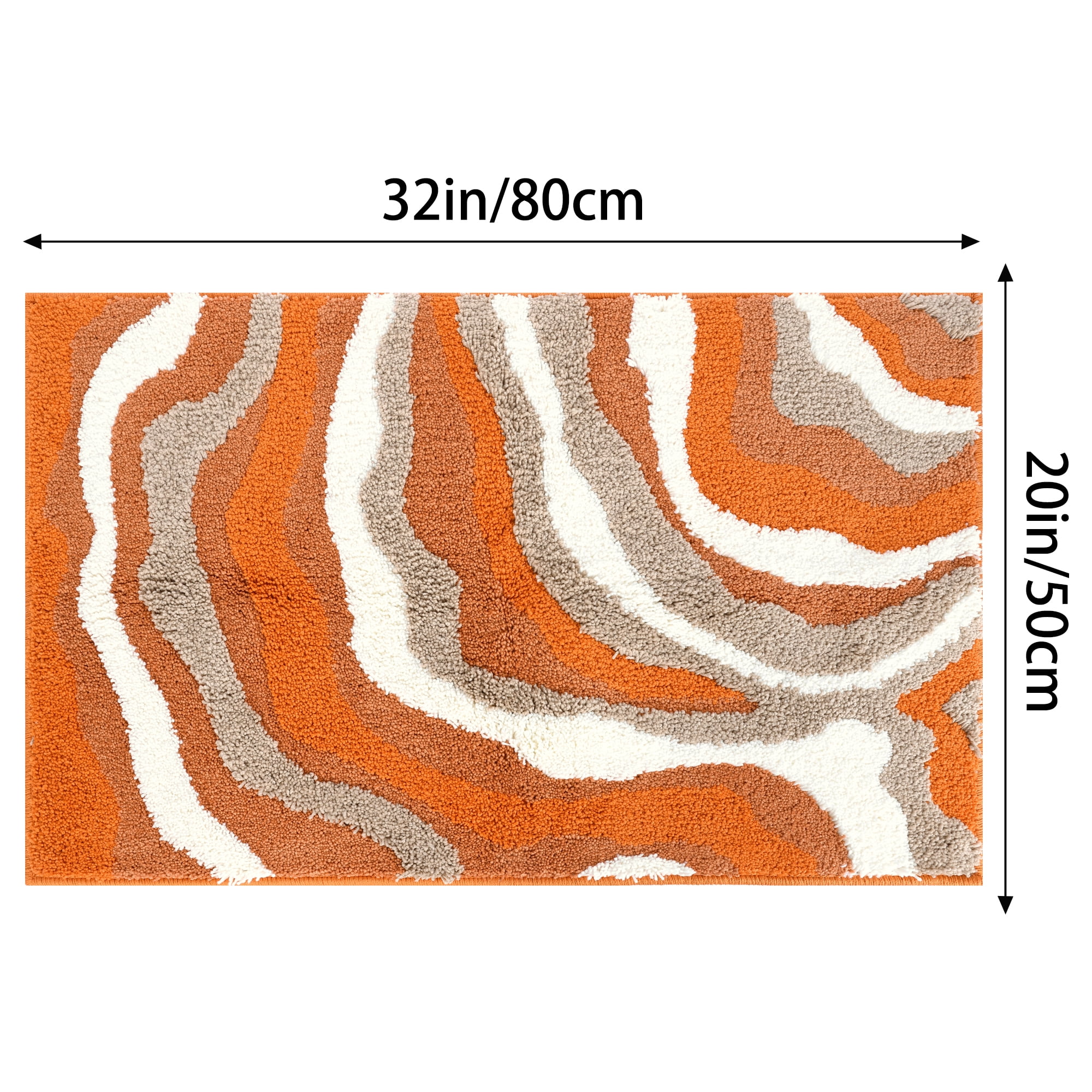 Unique Bargains Bathroom Rug Soft Bath Mat Non-Slip Thickening Bath Rugs Orange 20"x32"