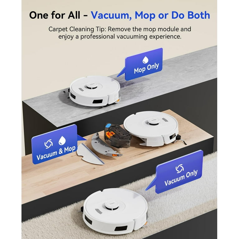 Vactidy Aspirateur Robot T6, Robot Aspirateur Puissance D'Aspiration, Contrôle Intelligent Avec App/Alexa/Siri, Idéal Pour Les Poils D'animaux, Cheveux, Poussière, Tapis Et Sols Durs