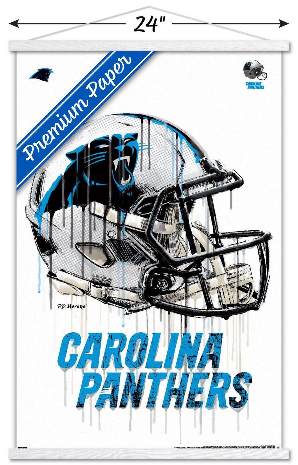 NFL Carolina Panthers - Drip Helmet 20 Wall Poster, 22.375" x 34" Framed