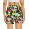 thumbnail image 2 of Lsque Green Mushroom Printed Women's Running Shorts with Liner Pockets,Elastic Quick Dry Workout Athletic Gym Yoga Shorts,Womens High Waist Shorts-Large, 2 of 9