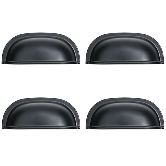 HDJNal 4pcs Black Seashell Drawer Pulls Handles Zinc Alloy for Cabinet Dresser Cupboard Wardrobe Beach Ocean Theme Knobs Home Kitchen Hardware Decoration,Hole centers 64mm