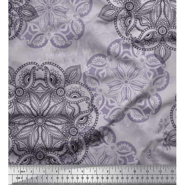 Soimoi Viscose Chiffon Fabric Mandala & Paisley Ethnic Fabric Prints by Yard 42 Inch Wide