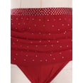 thumbnail image 6 of TiaoBug Women's Rhinestone Lyrical Ballet Dance Skirts Flowy Hem High Low Skirt Figure Skating Dancewear Bottoms Burgundy M, 6 of 7