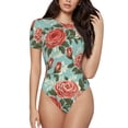 thumbnail image 2 of Picia Rose Flowers Womens One Piece Swimsuits Modest Tummy Control Bathing Suits Lace Up Slimming Swim Suit-Medium, 2 of 9