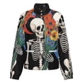 thumbnail image 5 of Jackets for Women Winter Coat Jackets Flannel Stand Collar Jacket(Skeleton with Flowers, Geometric Background Design,Size:S-4XL), 5 of 7