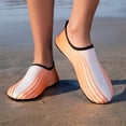 thumbnail image 4 of CIENVNSTG Unisex Wide Width Rainbow Striped Gradient Barefoot Aqua Socks Quick‑Dry Non‑Slip Water Shoes Lightweight Slip‑On Breathable Footwear Orange 44, 4 of 6