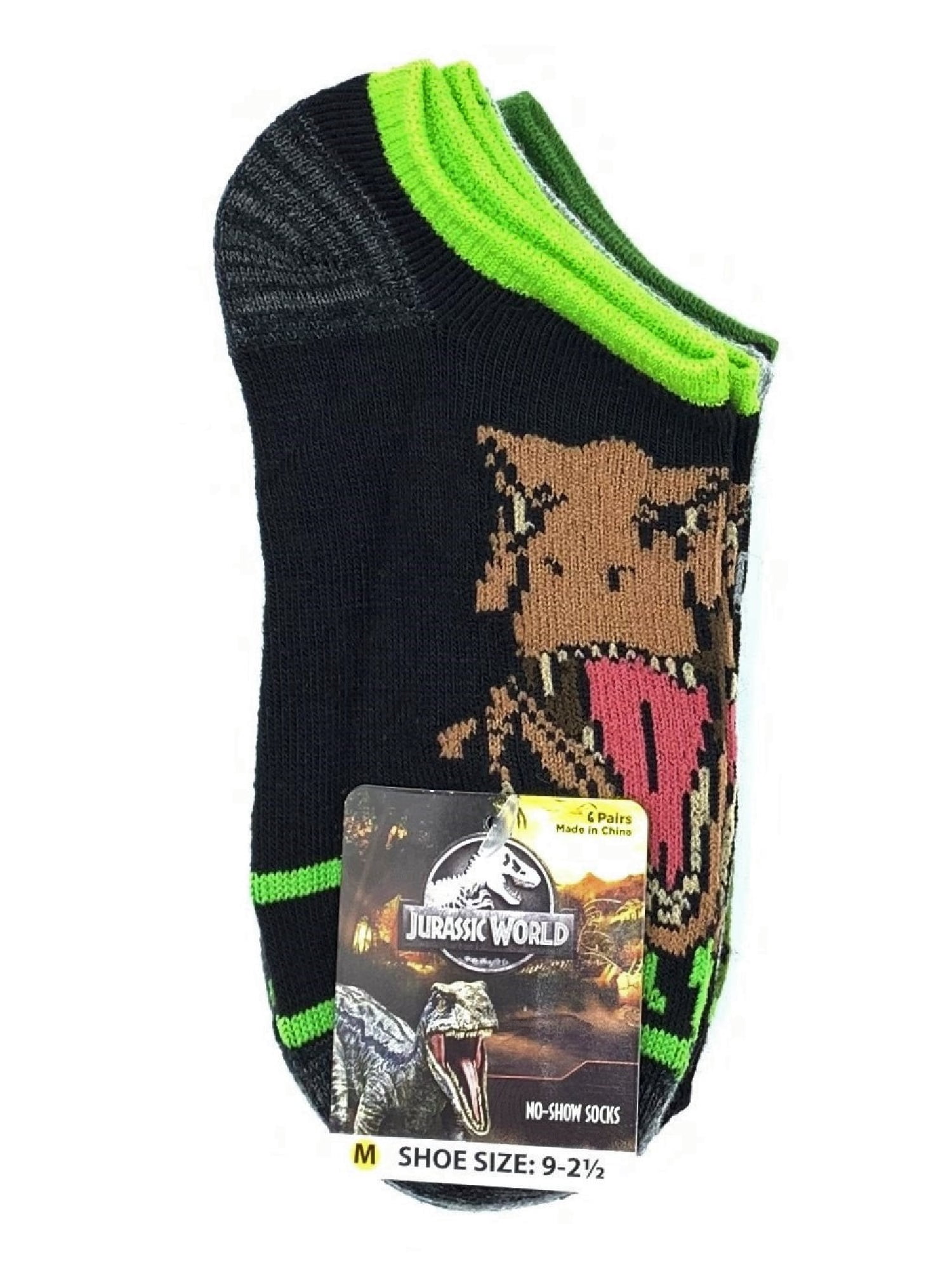 Jurassic World, Boys No-Show Socks, 6-Pack, Sizes S-L