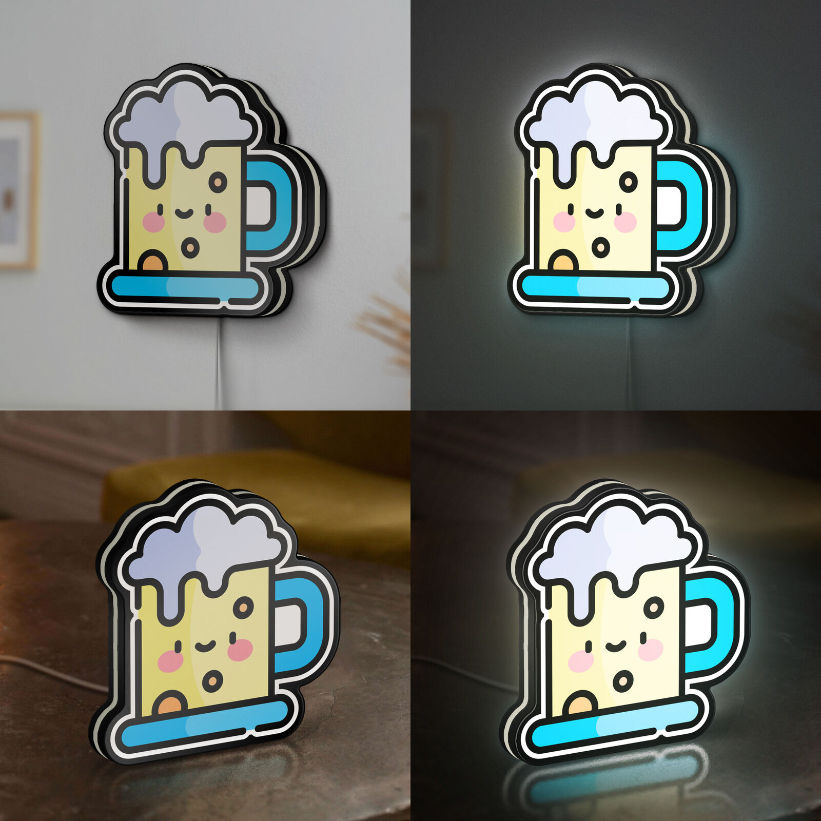 Beer Mug 3D Novelty Light Box, Alcohol Decor, Rustic Drink Themed Lamp for Food Lovers and Party Enthusiasts (Width 12 inch, 30cm)