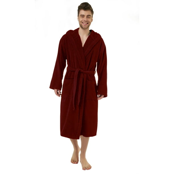 mens maroon bathrobe