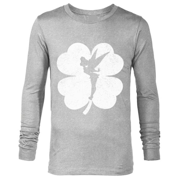 Disney Tinker Bell 4-Leaf Clover Silhouette St Patrick's Day - Long Sleeve T-Shirt for Men - Customized-Athletic Heather