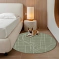 thumbnail image 3 of Lines Round Living Room Rugs 5 ft, Abstarct Geometric White Lines Green Washable Area Rug with Non-Slip Sturdy Edge Binding Round Carpet for Entryway Kitchen Bedroom Bathroom, 3 of 9