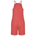 thumbnail image 4 of Liacowi Women Summer Loose Jumpsuits Shorts Solid Color V Neck Sleeveless Suspender Overalls with Pockets Plus Size S-3XL, 4 of 5