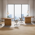 thumbnail image 4 of Tribesigns Oval Conference Table 47.24 Inches for 4 People, Rustic Wood Meeting Table with Polygon Base, Small Office Desk for Break Room, Seminar, Brown, 4 of 9