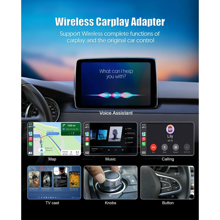 Wireless CarPlay Adapter Work for Cars with Factory Wired Apple CarPlay,  Plug & Play Easy Use CarPlay Dongle Seamless Connection Converts Wired
