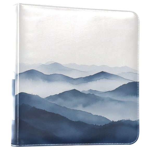 FORMRS 3 Ring Photo Album 4"x6" Self Adhesive Large Capacity PU Leather Cover, Watercolor Mountains