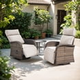 thumbnail image 3 of OPOHORO 59" Outdoor Wicker Swivel Chaise Lounge Set of 2 with Cushion, Adjustable Backrest & Side Table, Beige Patio Recliner for Poolside or Backyard, 3 of 12