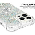 thumbnail image 5 of Glitter Case for Apple iPhone 14 Pro, Bling Sparkle Floating Cover Liquid Fashion Girly Women Girls Clear with Ring Holder Phone Case for iPhone 14 Pro  Silver, 5 of 12