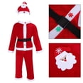 thumbnail image 2 of FELTECHELECTR Disfraz de Papá Noel para niños, disfraz de fiesta de Navidad, disfraz de cosplay con temática navideña, sombrero, abrigo, pantalones y cinturón (150 cm), 2 of 2