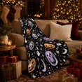 thumbnail image 3 of Sparkling Halloween Disco Pumpkin Pattern Festive Black Background, Festive Halloween Scene, Warm Flannel Blanket for Living Room and Family Room, Art Lovers Halloween Gift, Festive Home Decor, 3 of 9