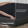 thumbnail image 4 of Royale Linens Extra Deep Pocket Queen Fitted Sheet Only - Soft Black Queen Size Fitted Sheet Deep Pocket - Fits 18 inch to 24 inch Thick Mattress - Fitted Sheet Only - Elastic Sheet (Queen, Black), 4 of 9