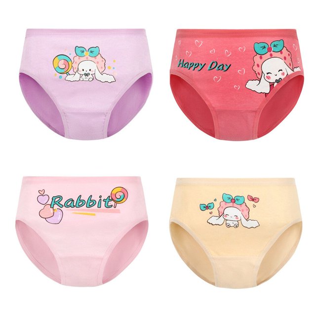 4pc/lot Girls Cartoon Briefs Modal Underwear Fruit Bear Girls Printing Panties Kids Brief Panties Soft Underpants Cotton Boxers1L 6-8T He Qiyong unisex