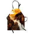 thumbnail image 1 of Beach Apron Sunset and Waves over Tropical Wild Rocks on Beach Heaven Nature Summer Calm Print, Unisex Kitchen Bib Apron with Adjustable Neck for Cooking Baking Gardening, Orange Grey, by Ambesonne, 1 of 3