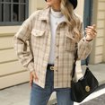 thumbnail image 3 of JUUNthy Women's Plaid Shacket, Button Down Long Sleeve Lapel Collar Fall Winter Fashion Jacket Outerwear Red M, 3 of 11