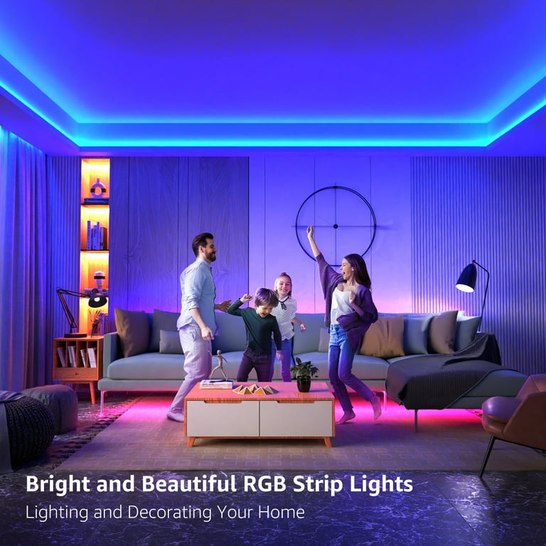 farvel jury henvise Lepro LED Lights for Bedroom 65.6ft , 5050 RGB LED Strip Light , Color  Changing Tape Light with 44 Key Remote and 12V Power Supply, LED Lights for  Room, TV Backlight, Kitchen,