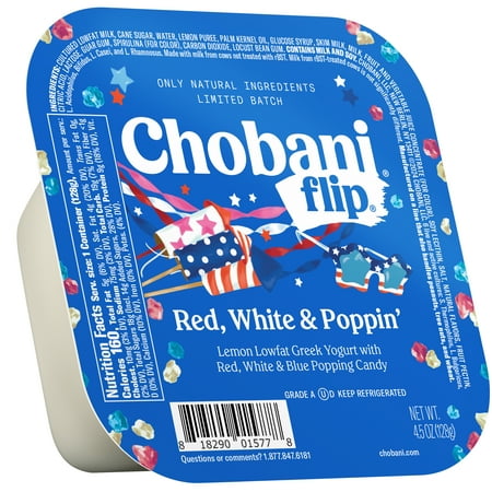 Chobani Flip Low-Fat Greek Yogurt Limited Batch Red, White & Poppin' 4.5oz Cup
