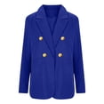 thumbnail image 6 of UDAUDU Women's Business Casual Blazer Double Breasted Long Sleeve Slim Fit Office Suit Jackets Work Outfits Royal Blue L, 6 of 7