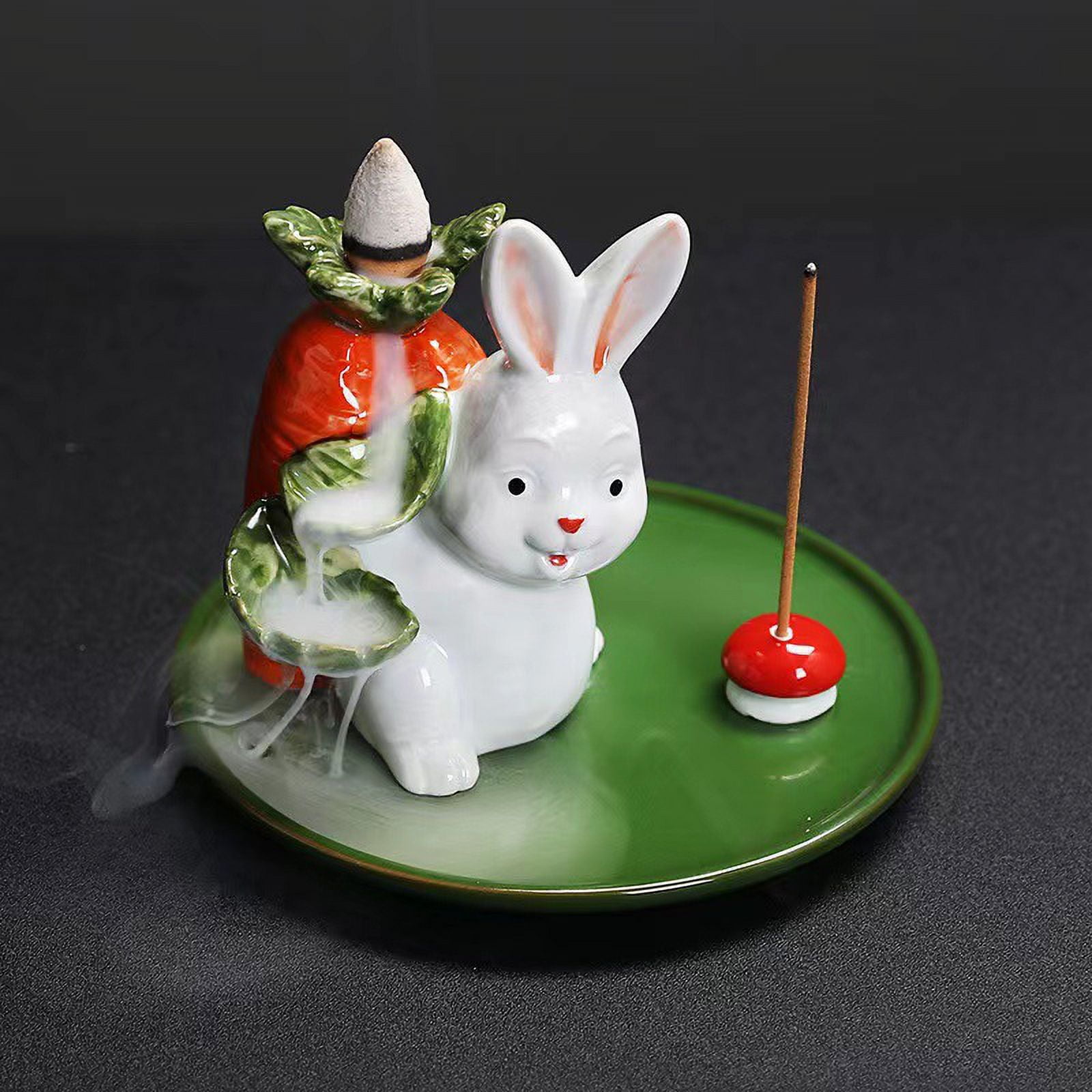 Rabbit Incense Holder, Handmade Incense Burner Holder, Ceramic Incense Holder for Incense Stick, Ash Catcher for Yoga and Home Decor