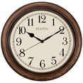 thumbnail image 1 of Reloj de pared Bulova Oakbrook de madera de roble oscuro de 40 cm de diámetro, 1 of 2