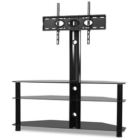 Ktaxon Swivel Floor Tv Stand Mount 3 Tier Tempered Glass Shelf For 32 37 40 42 46 47 50 55 60 65 Walmart Com Walmart Com