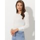 thumbnail image 3 of Camisa de Manga Larga con Cuello Redondo para Mujer Blusa Elegante blanco XL, 3 of 6